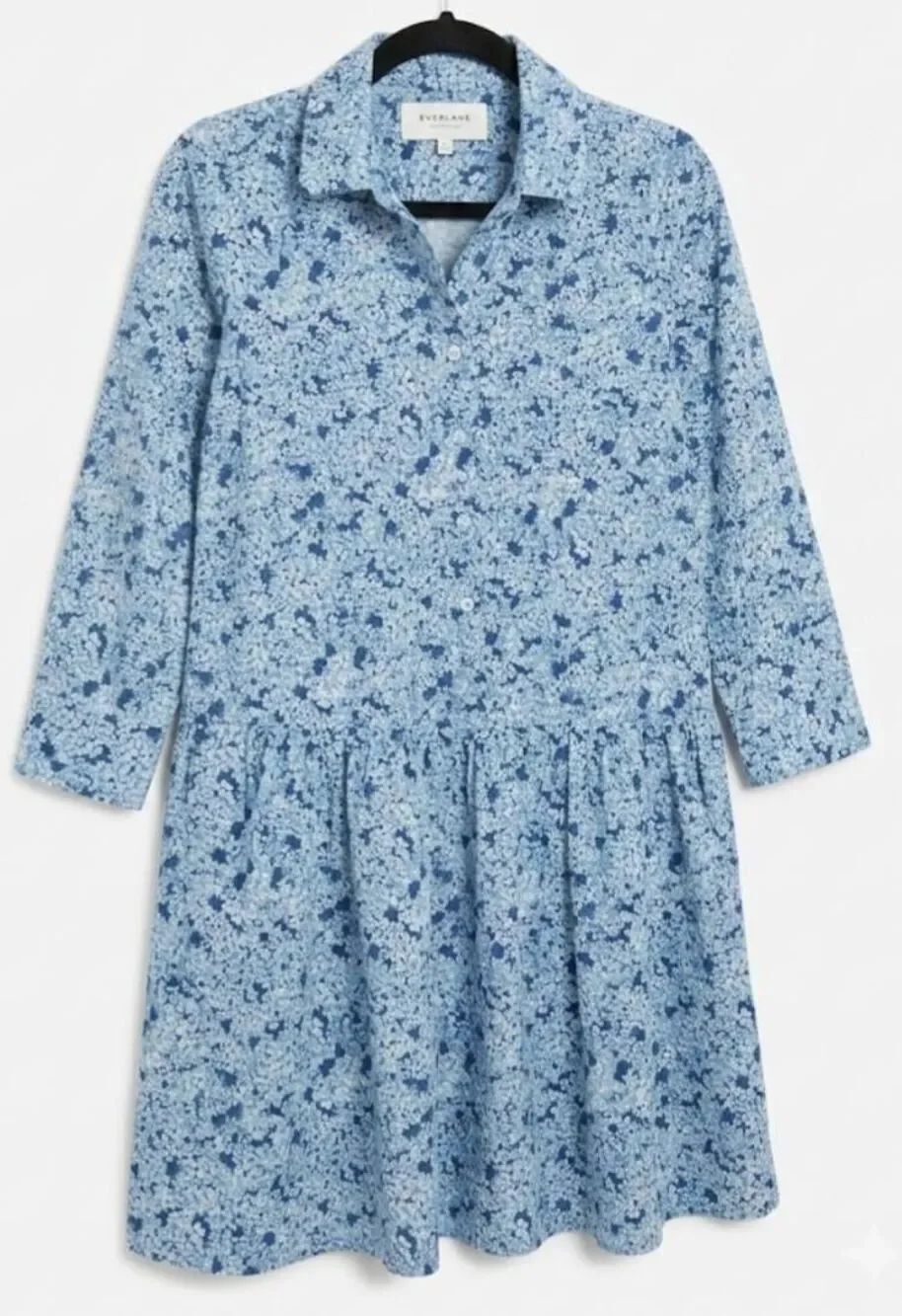 Tuckernuck womens small shirt dress floral blue cottagecore coastal minimalist